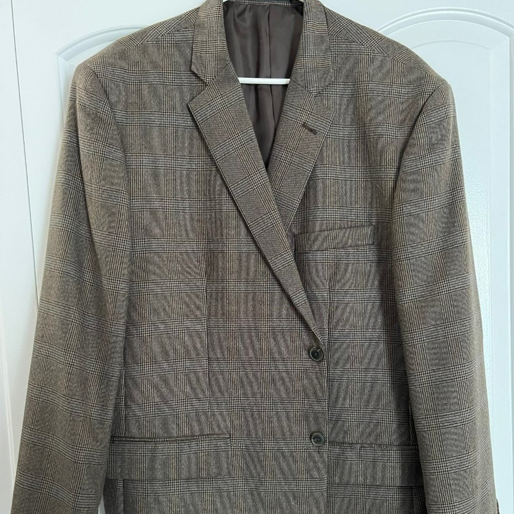 Jones New York Men's Gingham Checker Plaid Blazer Suit Sport Coat Jacket 48R XL